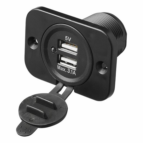 Boîtier d'encastrement USB double type A 3100mA 12V/24V sous blister