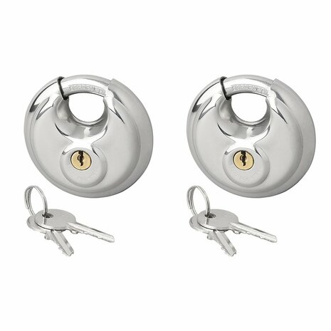 Serrure a disque 70 mm, 2 pieces a cles identiques, sous blister