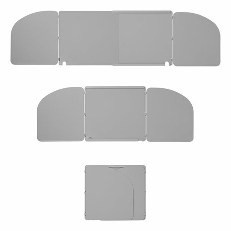 Pare-brise de cuisine en 3 parties en acier pliable + extensible 32/62 x 28,5 x 25 cm