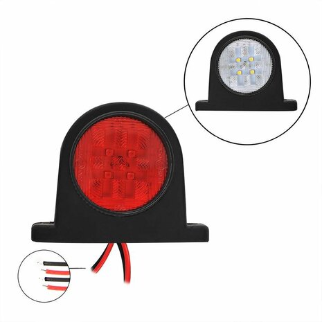 Largeur lumiere rouge/blanc 68x62mm 8LED sous blister