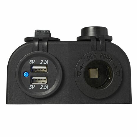 Kit de montage en saillie : prise DIN + port USB double type A 2x2100mA