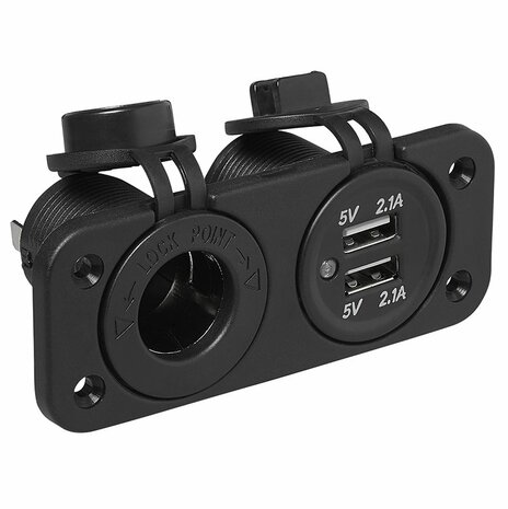 Kit d'encastrement : prise DIN + port USB double type A 2x2100mA sous blister