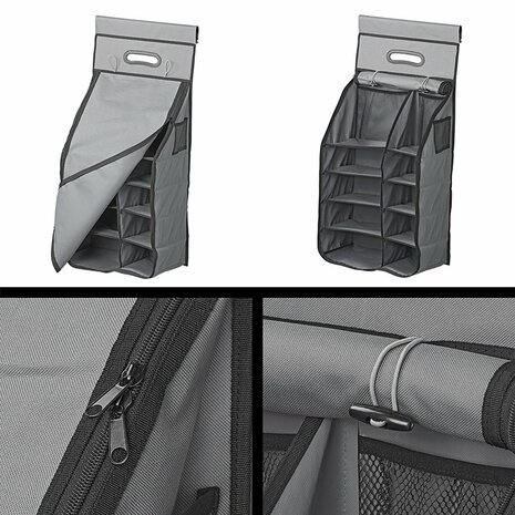 Organiseur 14 compartiments 40 x 78 x 26 cm avec poche zippee + keder 7 mm