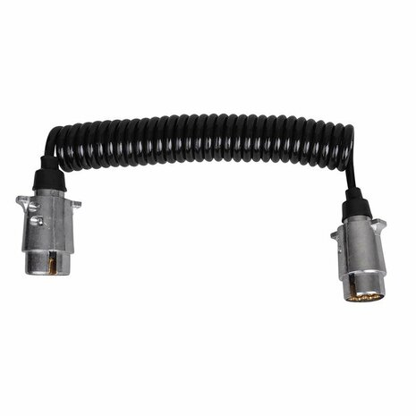 Cable spirale 3,5 m avec 2 fiches 7 broches en metal