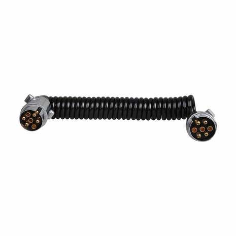 Cable spirale 3,5 m avec 2 fiches 7 broches en metal sous blister