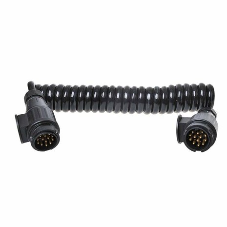 Cable spirale 3,5 m 8 conducteurs avec 2 fiches 13 broches PVC sous blister