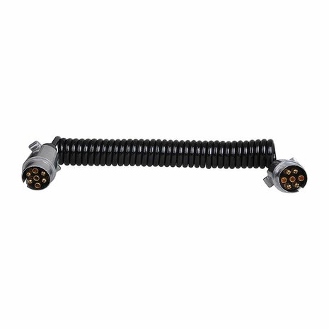 Cable spirale 4,5 m avec 2 fiches 7 broches en metal sous blister
