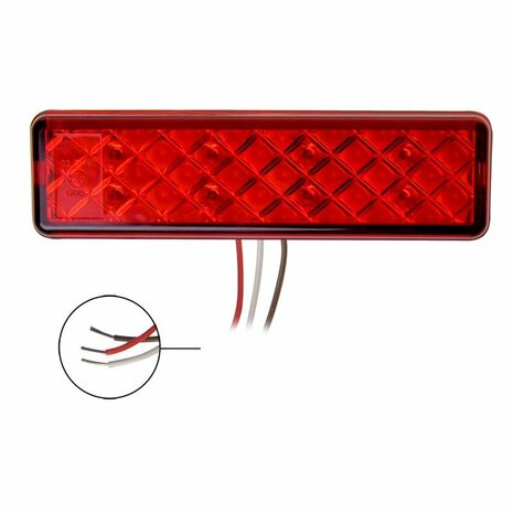 Feu arriere 12/24V 2 fonctions 135x38mm LED avec support noir sous blister