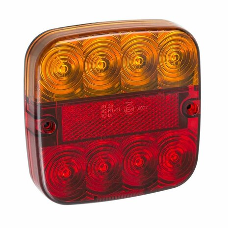 Feu arriere 12V 5 fonctions 107x107mm 8LED sous blister