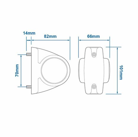 Feu de largeur 12/24V rouge/blanc 101x82mm LED