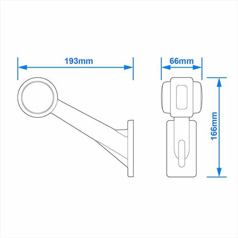 Feu de largeur 12/24V rouge/blanc 166x193mm LED gauche