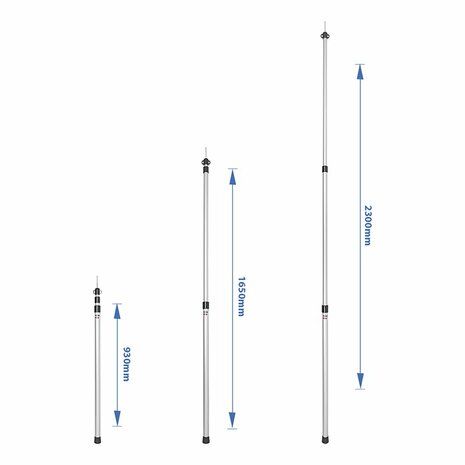 Mat de tente telescopique 3 pieces 93-230 cm - lot de 2 pieces