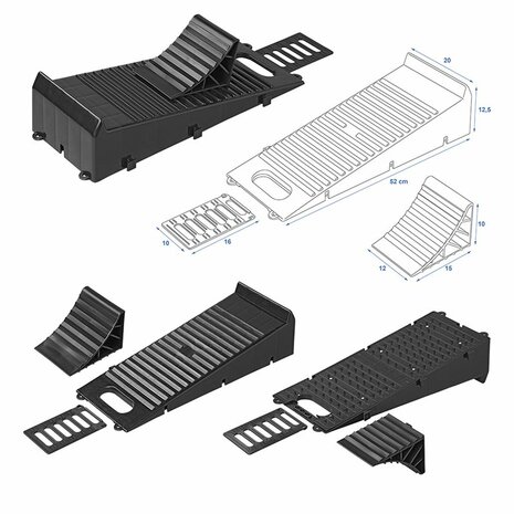 Rampe de chargement avec cale de roue noire - lot de 2 pieces