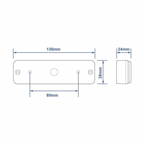 Feu arriere 12/24V 3 fonctions 135x38mm LED avec support noir
