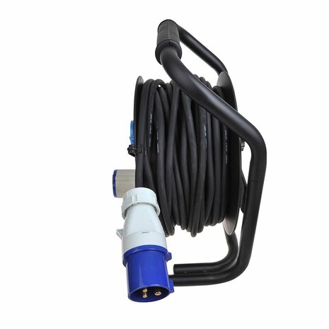 Enrouleur de cable CEE 25M 3x1,5mm² (2x Schuko + 1x CEE)