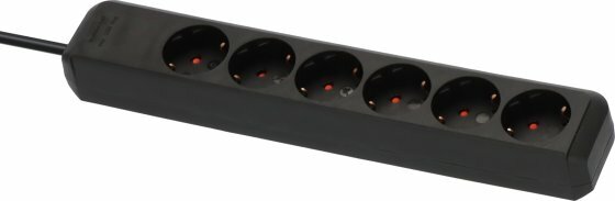 6 prises noir 1,5 m H05VV-F 3G1,5