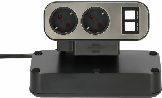 Duplex bloc multiprise de table, 2x modules Keystone, 10x prises de courant avec contact de protection, argent noir