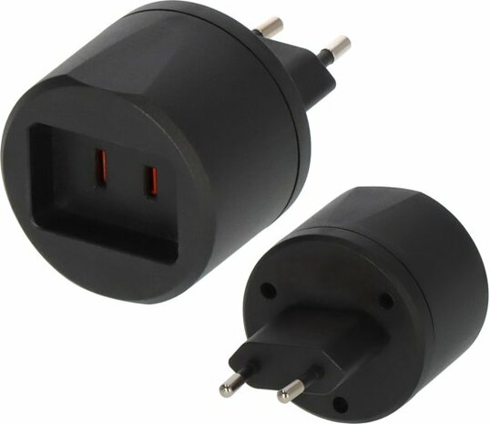 Adapteur secteur de voyage USA Euro avec fusible 2,5A