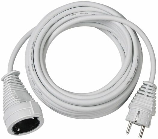 Cordon prolongateur en plastique de qualite 5m blanc H05VV-F 3G1,5