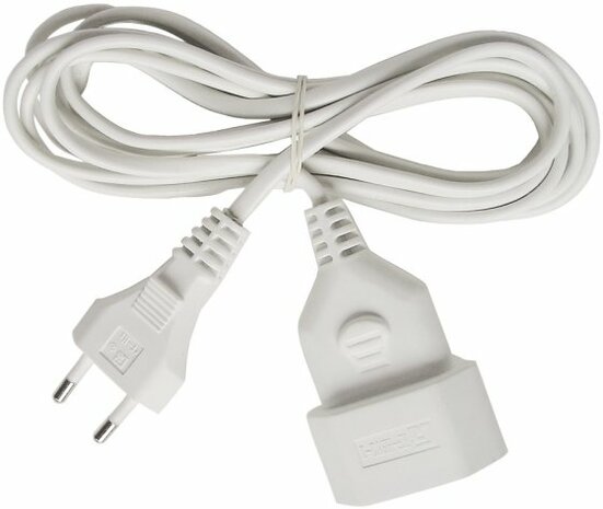 Cordon prolongateur en plastique 5m blanc H03VVH2-F 2x0,75