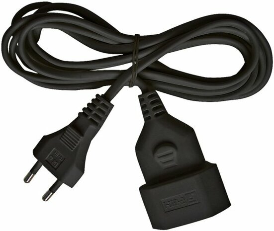 Cordon prolongateur en plastique 5m noir H03VVH2-F 2x0,75