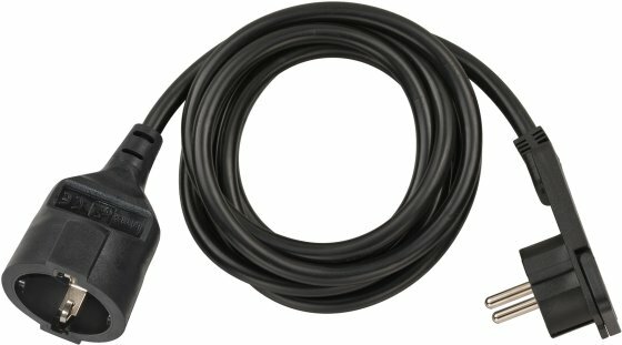 Cordon prolongateur avec une fiche plate 2m H05VV-F3G1,5 noir