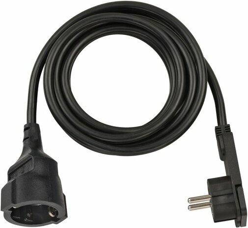Cordon prolongateur avec une fiche plate 3m H05VV-F3G1,5 noir