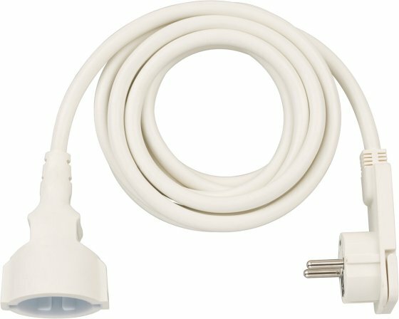 Cordon prolongateur avec une fiche plate 3m H05VV-F3G1,5 blanc