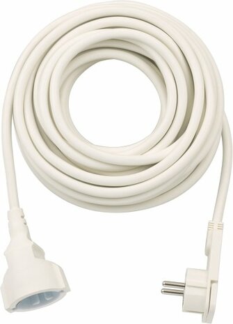 Cordon prolongateur avec une fiche plate 10m H05VV-F3G1,5 blanc