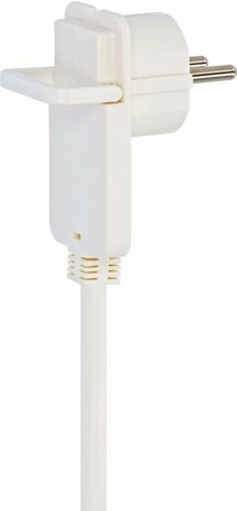 Rallonge en plastique de qualite 10m H05VV-F 3G1,5 blanc avec connecteur plat et double prise