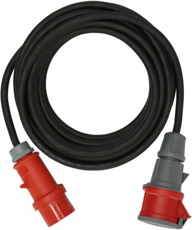 Rallonge CEE IP44 avec inverseur de phase 25m noir H07RN-F 5G2,5 CEE 400V 16A