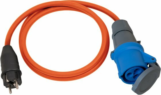 Cable adaptateur camping maritime IP44 1,5m orange H07RN-F 3G2,5 Fiche de contact de protection, prise CEE 230V 16A
