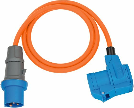 Cordon prolongateur CEE IP44 pour le camping maritime 1,5m orange H07RN-F 3G2,5 prise CEE, raccord coude 230V 16A