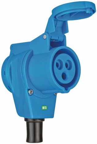 Connecteur coude CEE 230V 16A IP44 - 1x 230V 16A, 1x 230V CEE 16A tripolaire