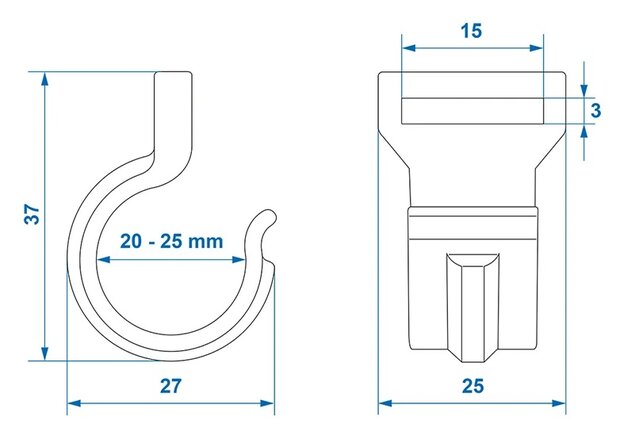 Clip de tente pour mat de tente 20-25mm avec fente noir x10 stuks