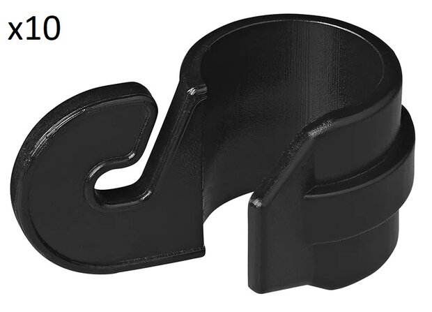 Clip de tente pour mat de tente 19-22mm avec crochet x10 stuks