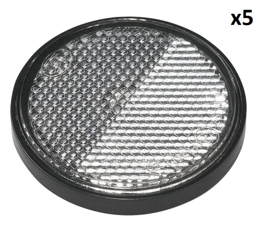 Reflecteur blanc 58 mm autocollant avec plaque de base x5 pieces