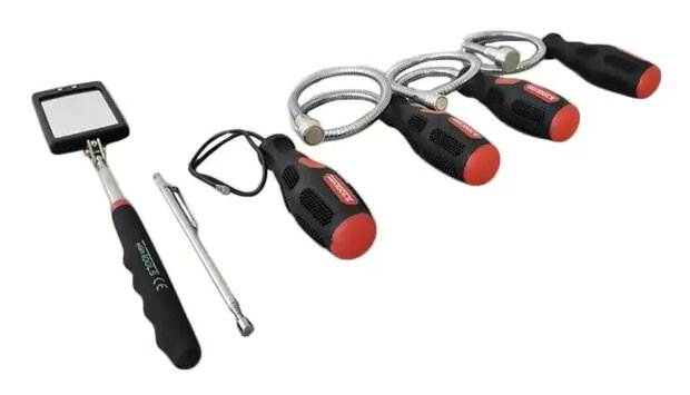 Support magnetique flexible et telescopique avec miroir d'inspection – Set de 6 pieces