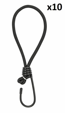 Elastique de fixation de la tente noir avec crochet x10 pieces