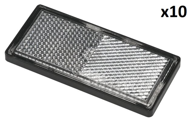 Reflecteur blanc 85x39mm autocollant avec plaque de base x10 pieces