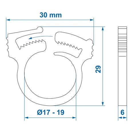 Collier de serrage a clip 17–19 mm x10 pieces