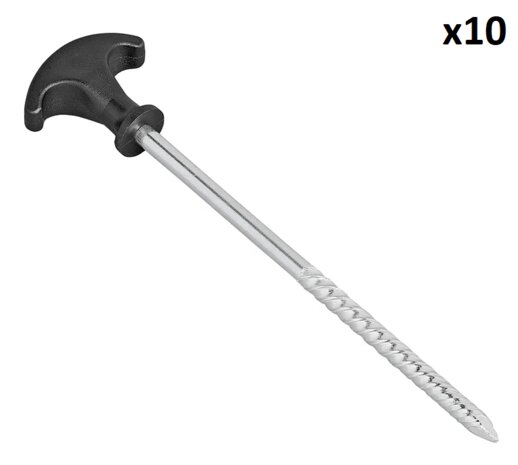 Piquet de tente 20,5 cm en acier galvanise a visser x10 pieces