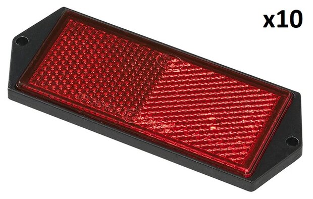 Reflecteur rouge 104x40mm a visser x10 pieces