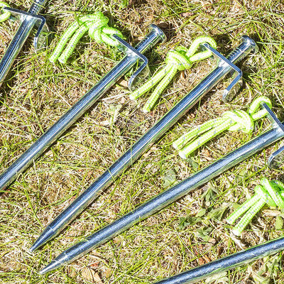 Piquet de tente 20 cm en acier galvanise avec crochet en L Heavy Duty x10 pieces