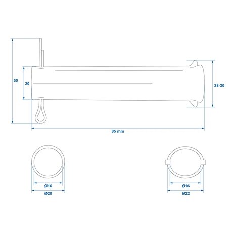 Axe pour roue jockey 60 mm x10 pieces