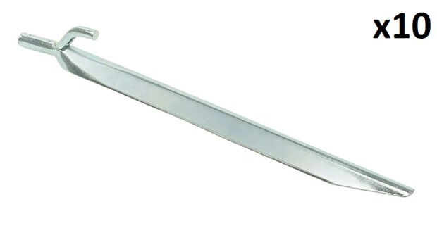 Piquet de tente 25 cm en metal avec crochet x10 pieces