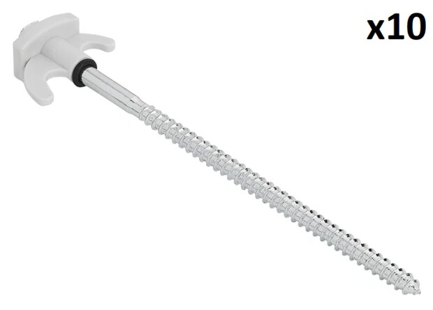 Piquet de tente 20 cm en metal a visser avec crochet en plastique x10 pieces