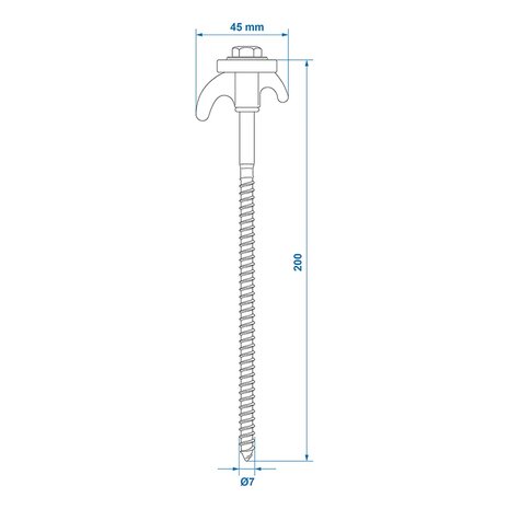 Piquet de tente 20 cm en metal a visser avec crochet en plastique x10 pieces