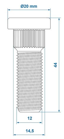 Boulon de roue M12x1,5 cannele 14,5 mm x10 pieces