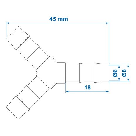 Raccord en Y pour tuyau 8 mm x10 pieces
